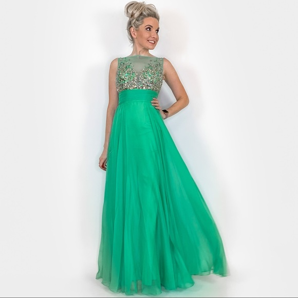 Jade Green Long Prom Dress - Picture 5 of 8